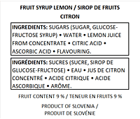 Fructal Syrup 1L 6pack-Lemon Fructal Syrup 1L 6pack-Lemon