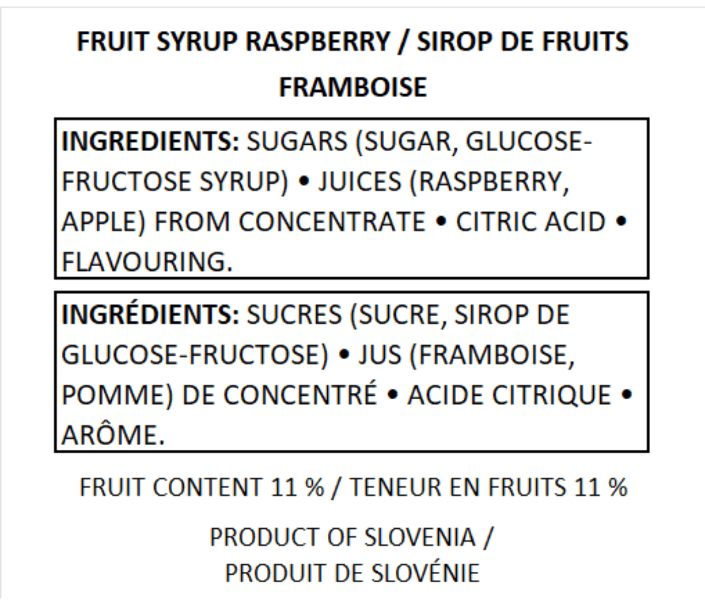 Fructal Syrup 1L 6pack-Raspberry Fructal Syrup 1L 6pack-Raspberry