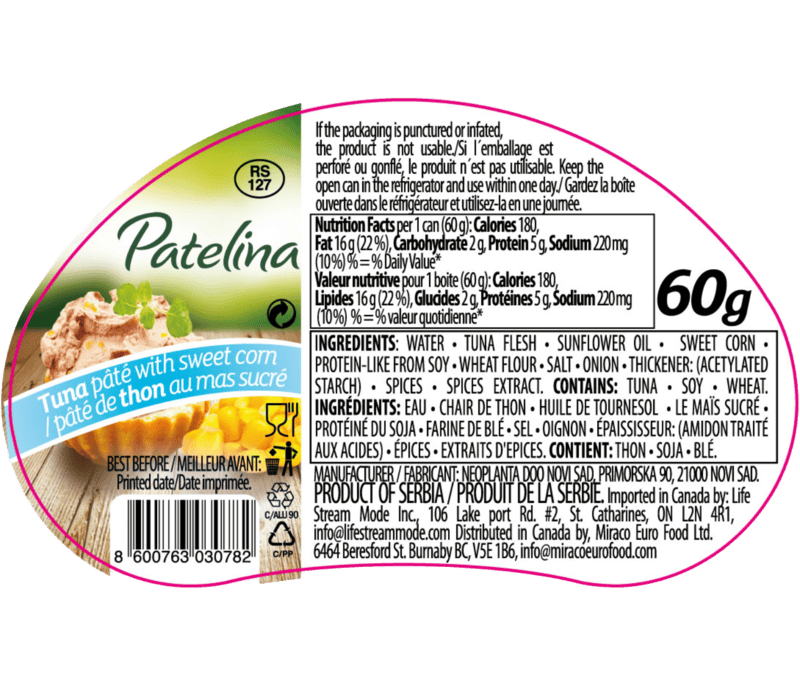 Neoplanta-Tuna Pate with Corn Patelina/Neoplanta 60g/12