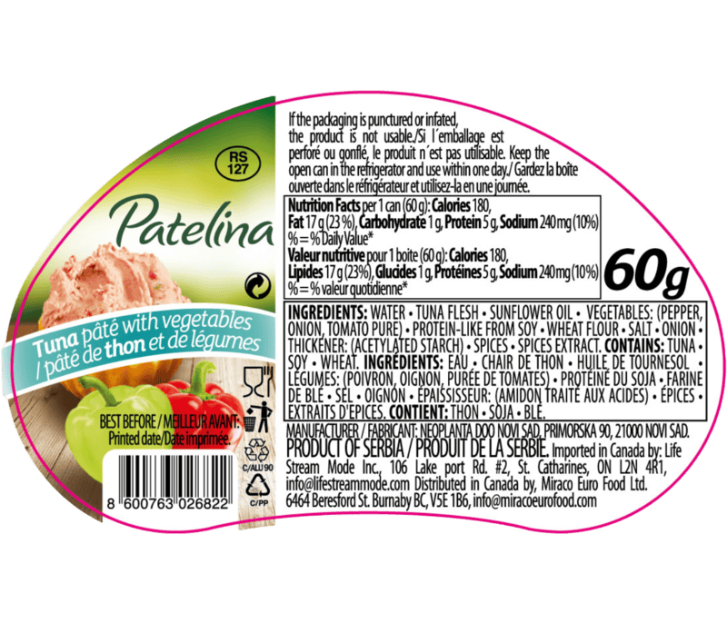 Neoplanta-Tuna Pate with Vegetables Patelina/Neoplanta 60g/12