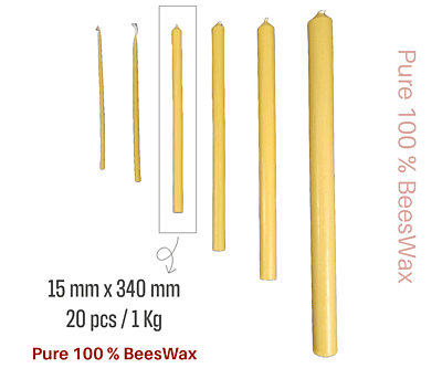 Candlesticks Honey-15mm x 340mm 20pack/1kg