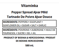 Vitaminka - AJVAR Pepper Spread - MILD 560 mL/6