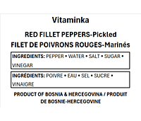 Vitaminka - RED PEPPERS Fillet - Pickled - 650 mL/6 Vitaminka - RED PEPPERS Fillet - Pickled - 650 mL/6