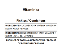 Vitaminka - PICKLES Cornichons - 560 mL/6