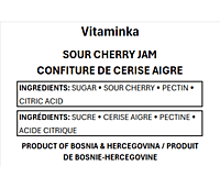 Vitaminka - Jam SOUR CHERRY - 320 mL/6